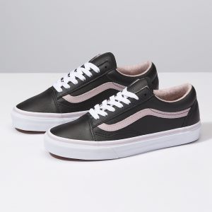 Vans Bayan Spor Ayakkabı Leather Old Skool Mor/Beyaz | 49925-624